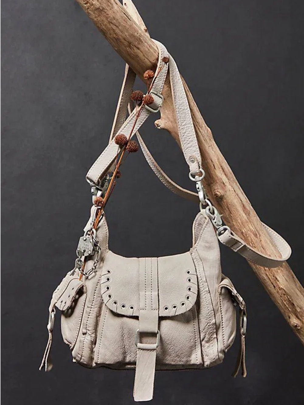We The Free - Baby Leigh Distressed Tote in Pearl Tan leather shoulder bag